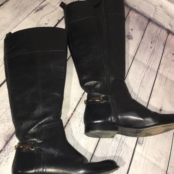 Tory Burch Black Leather Tall boots Sz 5.5 - Picture 3 of 12